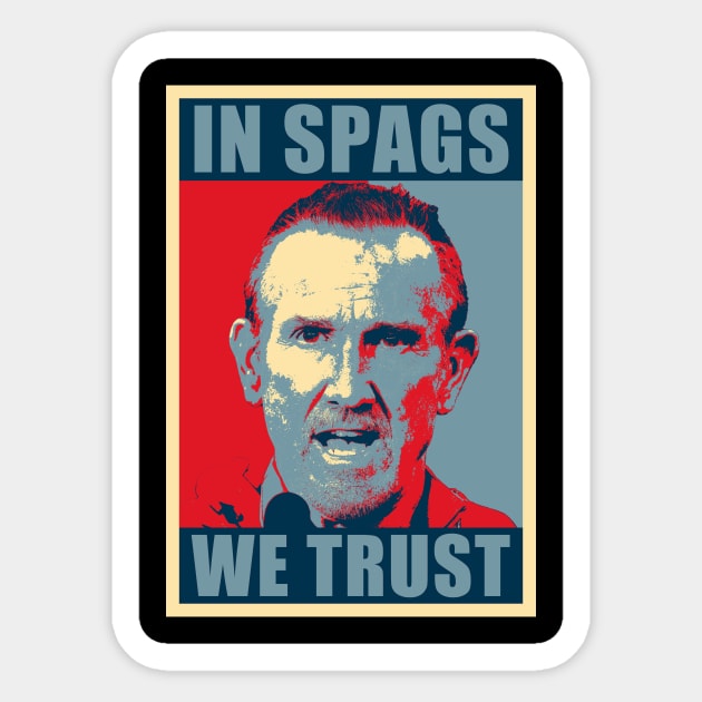 In Spags We Trust Funny Red Saying Sticker by mayamaternity